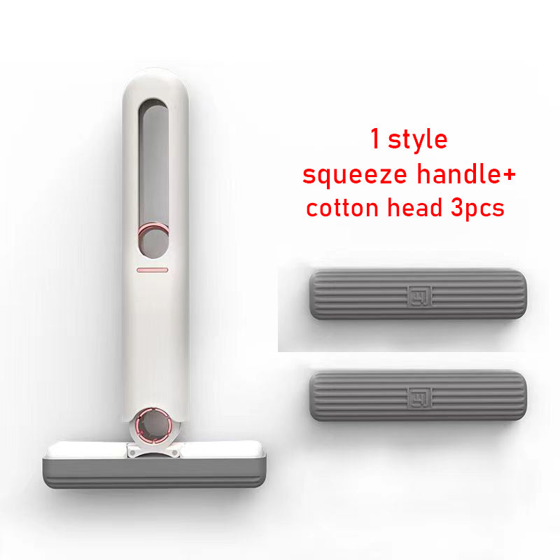 mini squeeze mop style 1 with 3 cotton heads – one-hand operation handheld floor cleaner