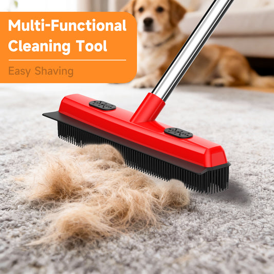 2-in-1 Pet Hair Removal Broom & Squeegee, Carpet and Floor Hair Remover for Pet Owners
