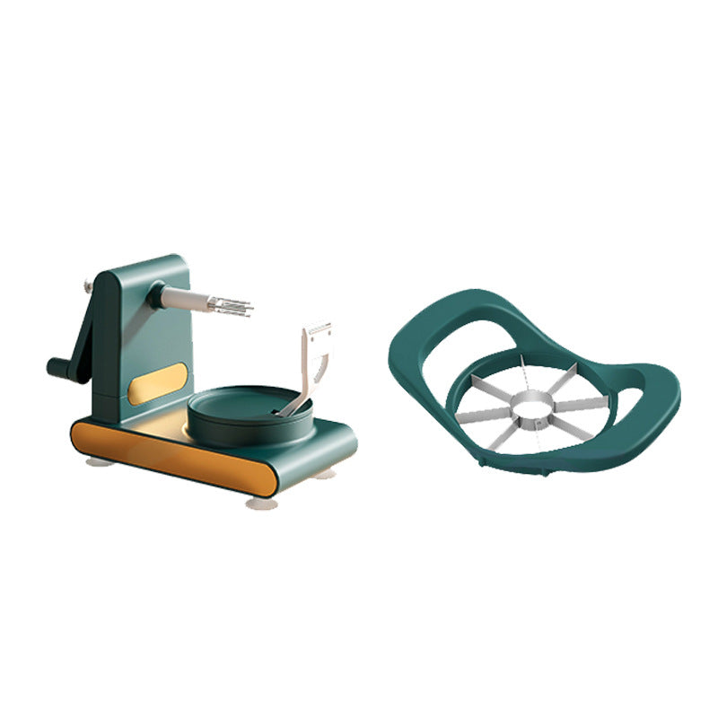 dark green fruit peeler and splitter machine – manual crank one-click release