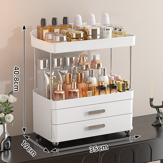 2 Drawer Cosmetic Organizer, 4 Tier Bathroom & Vanity Storage for Makeup, Skincare, Perfume