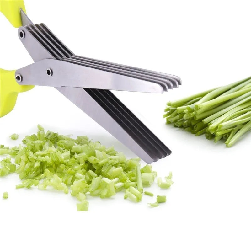 Herb Scissors – 3 or 5 Blade Green Onion Cutter