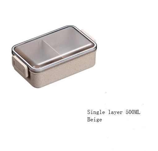 single layer beige wheat straw lunch box 500ml – eco-friendly school and office lunch box