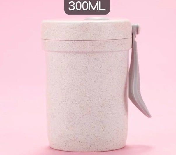 beige wheat straw lunch box – microwave-safe eco-friendly food container for work and school