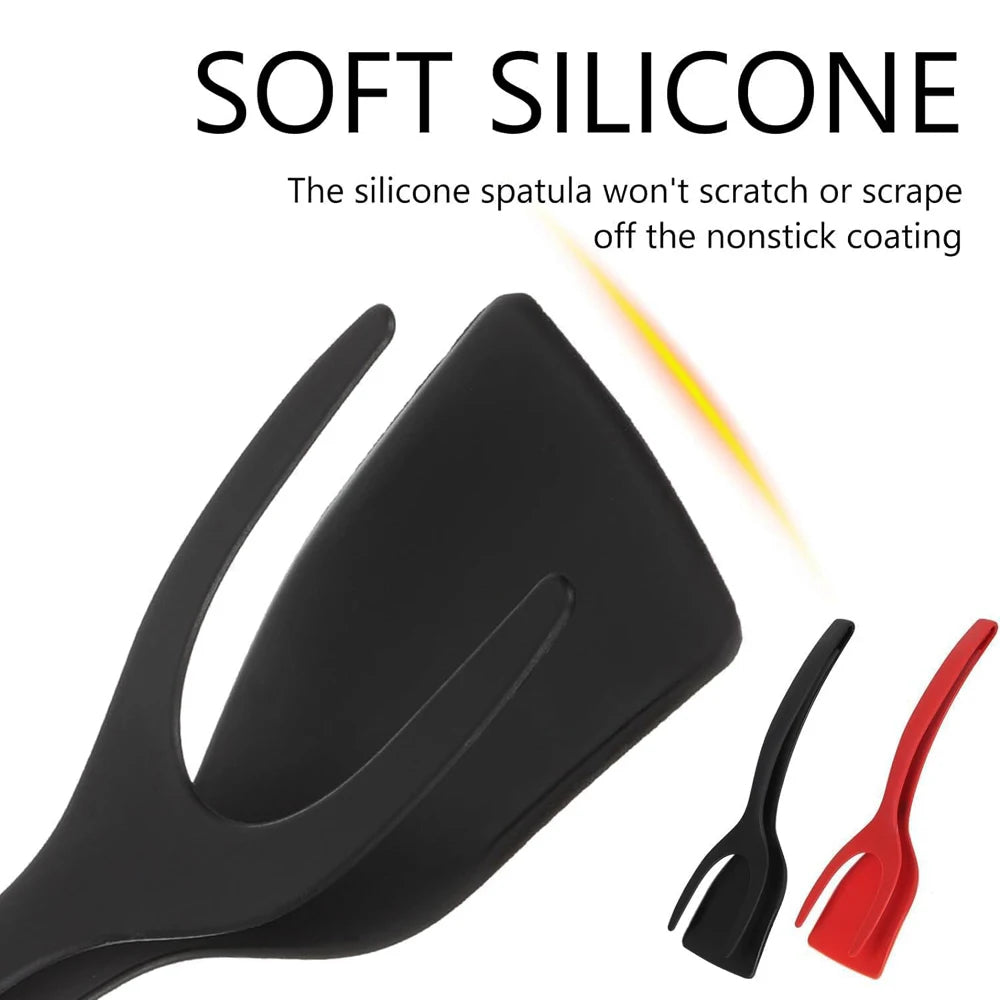 2-in-1 Grip & Flip Spatula Tongs – Nylon Non-Stick Kitchen Turner
