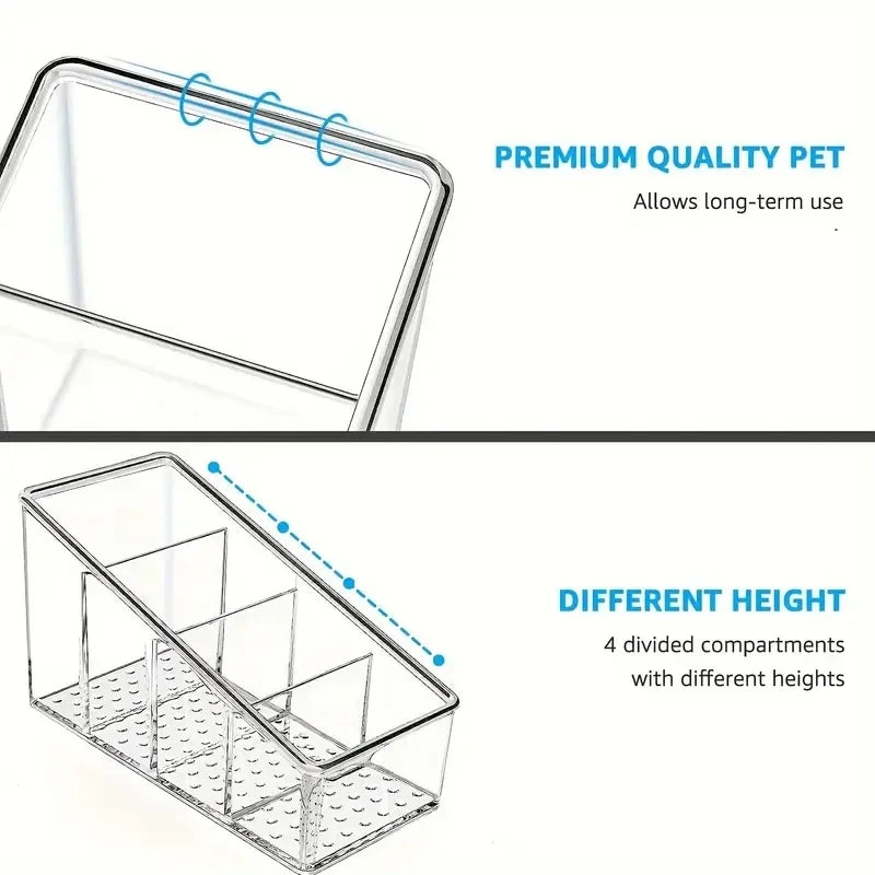 4-Compartment Clear Remote Control Holder – Desktop Organizer