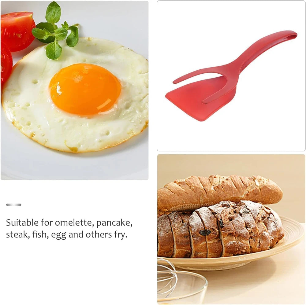 2-in-1 Grip & Flip Spatula Tongs – Nylon Non-Stick Kitchen Turner