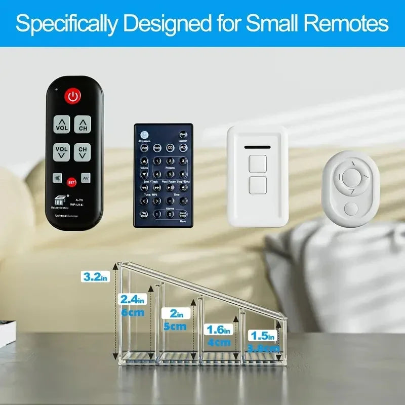 4-Compartment Clear Remote Control Holder – Desktop Organizer