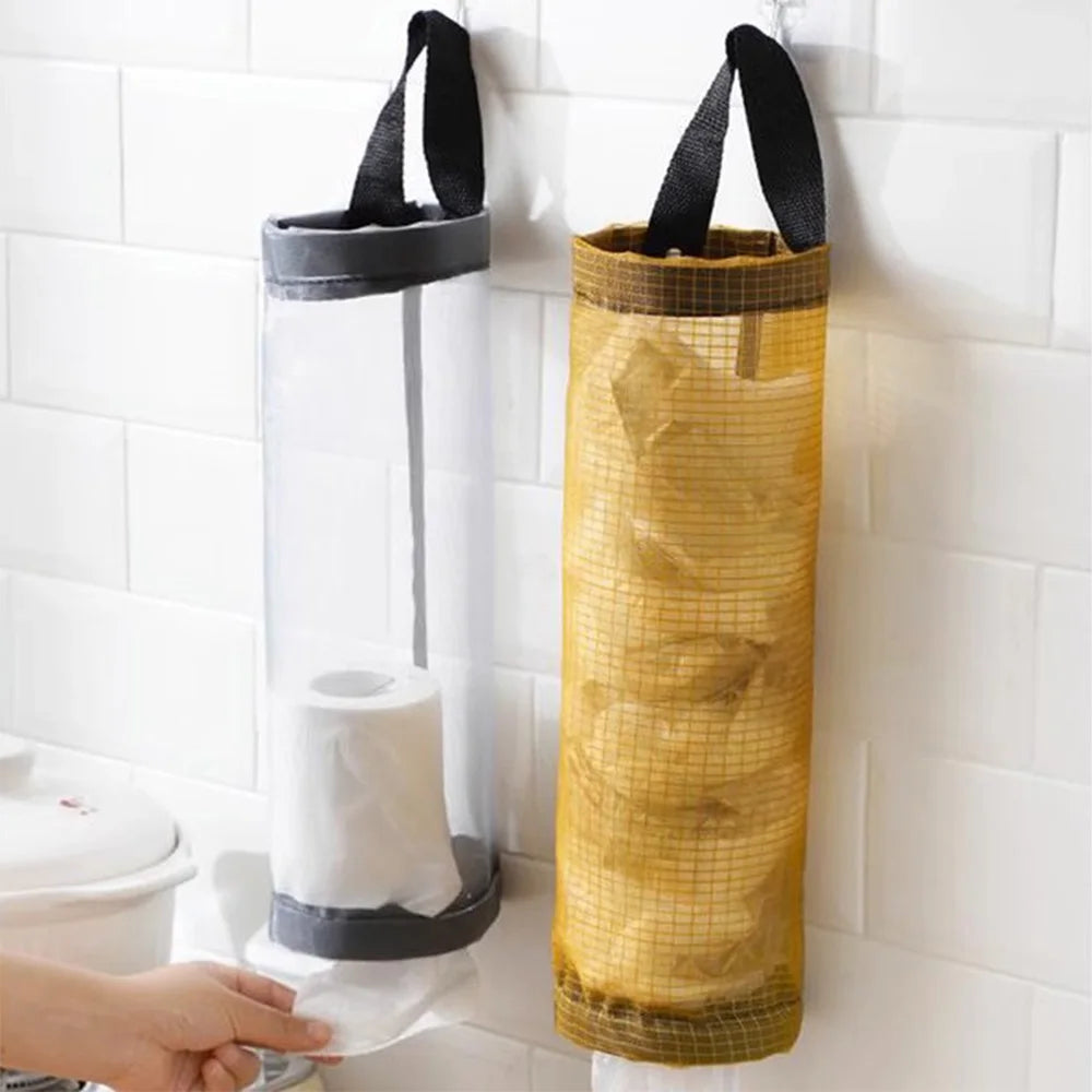 Wall-Mount Plastic Bag Holder – Large Capacity Kitchen Garbage Bag Organizer