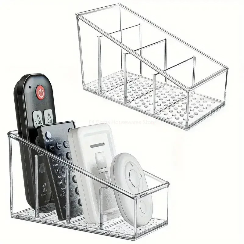 4-Compartment Clear Remote Control Holder – Desktop Organizer