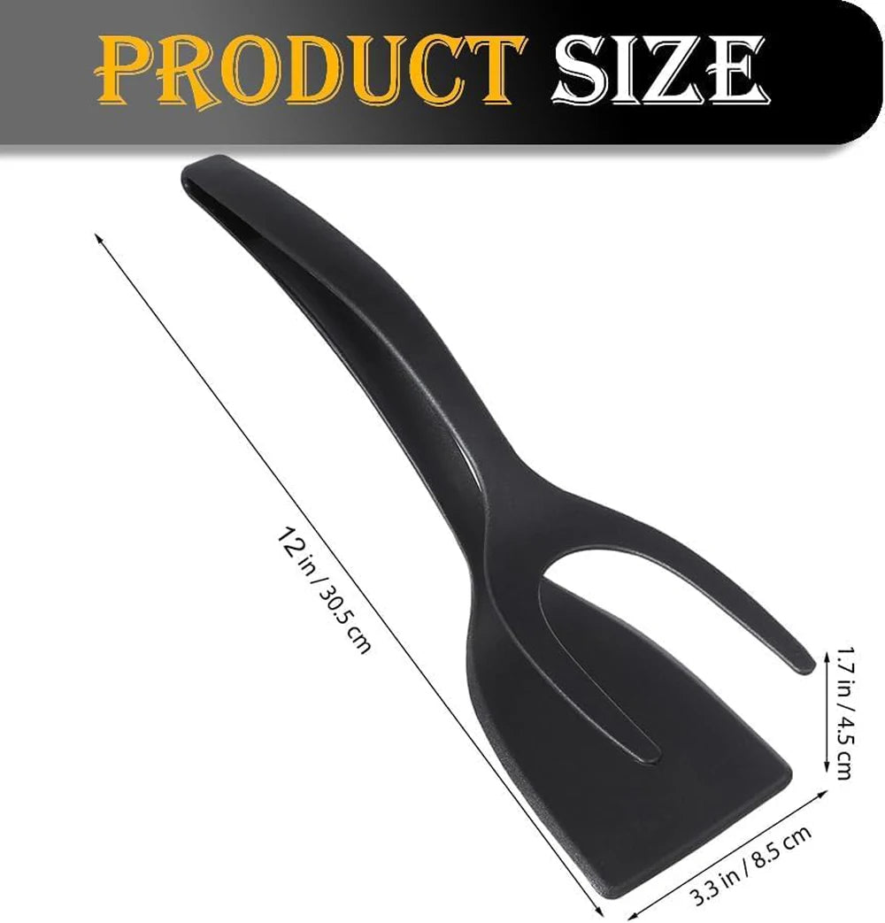 2-in-1 Grip & Flip Spatula Tongs – Nylon Non-Stick Kitchen Turner