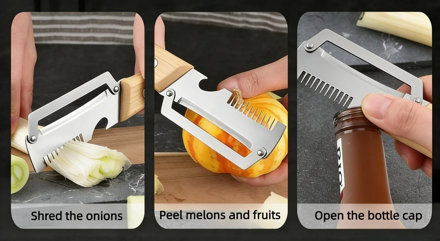 3-in-1 Stainless Steel Peeler, Slicer & Shredder – Multifunctional Kitchen Tool