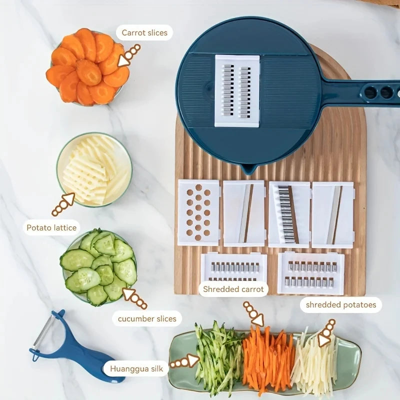 9-in-1 Vegetable Cutter, Slicer & Grater – Manual Multi-functional Kitchen Tool