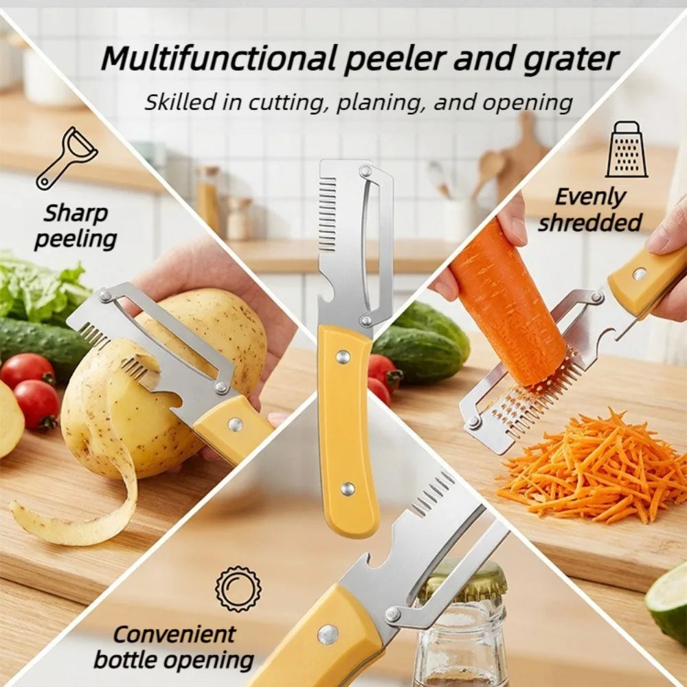 3-in-1 Stainless Steel Peeler, Slicer & Shredder – Multifunctional Kitchen Tool