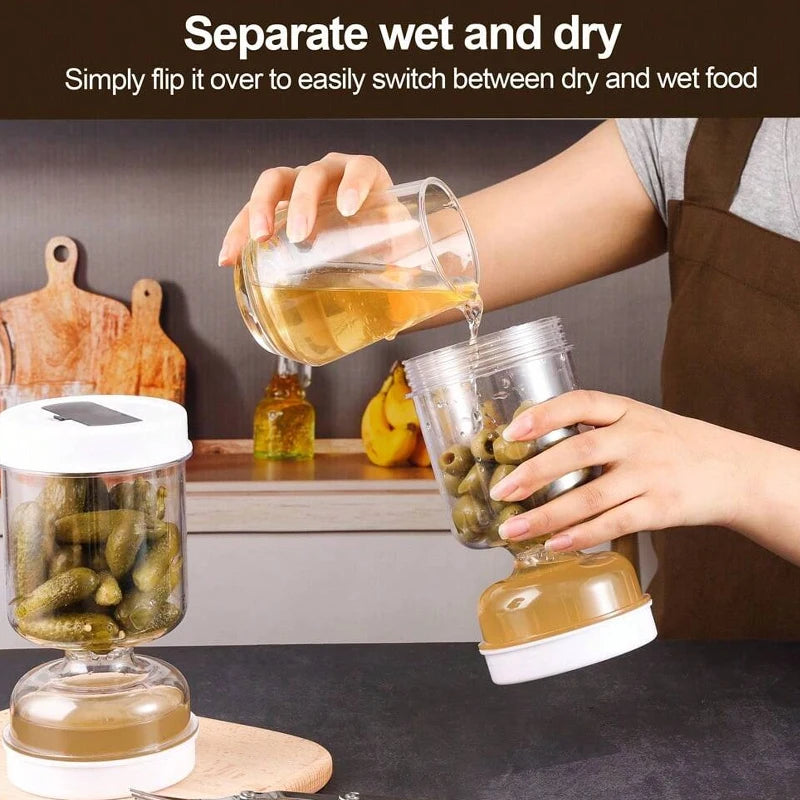 Pickle Jar with Fork – Airtight Dry & Wet Separator Container