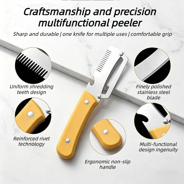 3-in-1 Stainless Steel Peeler, Slicer & Shredder – Multifunctional Kitchen Tool