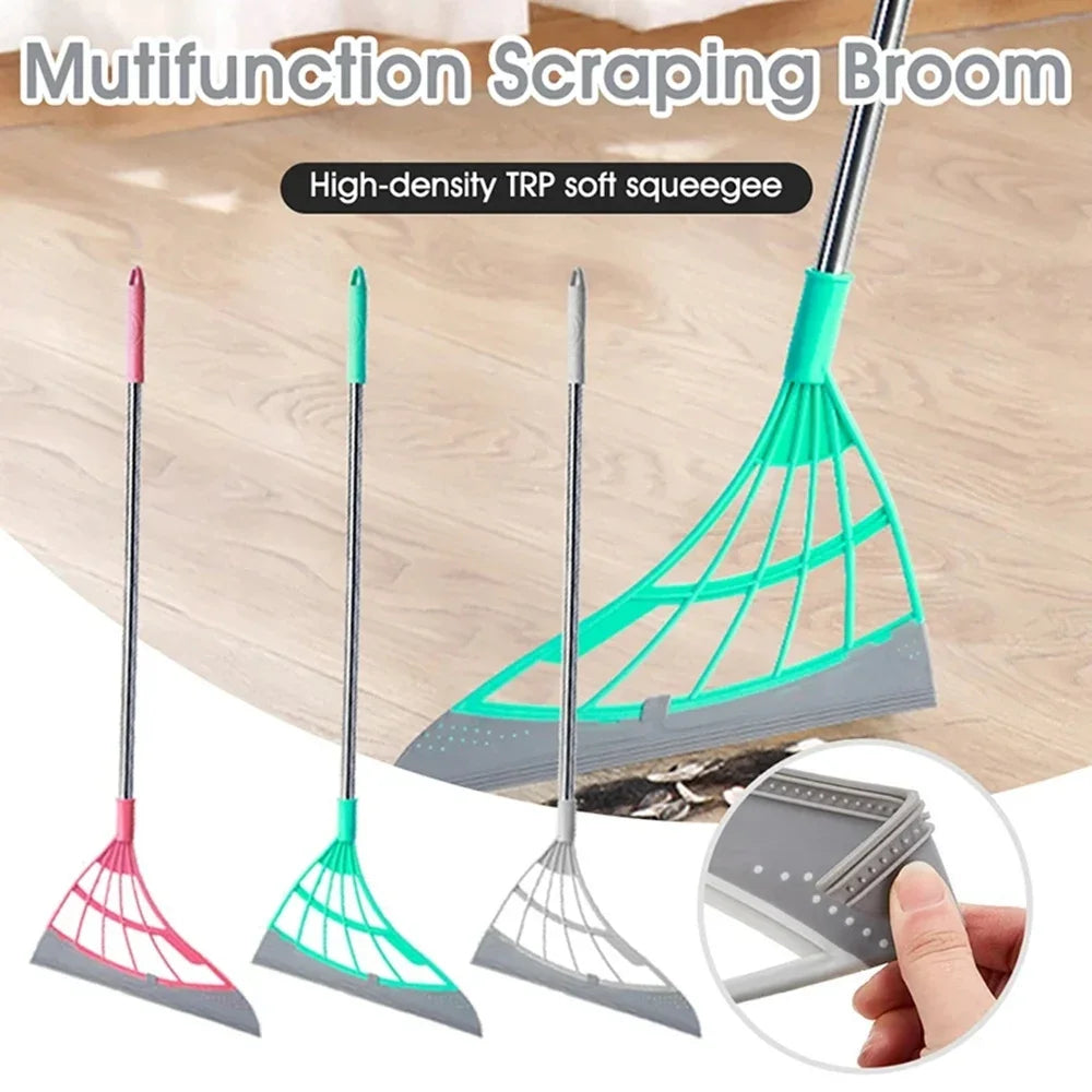 Silicone Magic Wiper & Floor Mop – Extendable Scraper Broom for Glass & Bathroom