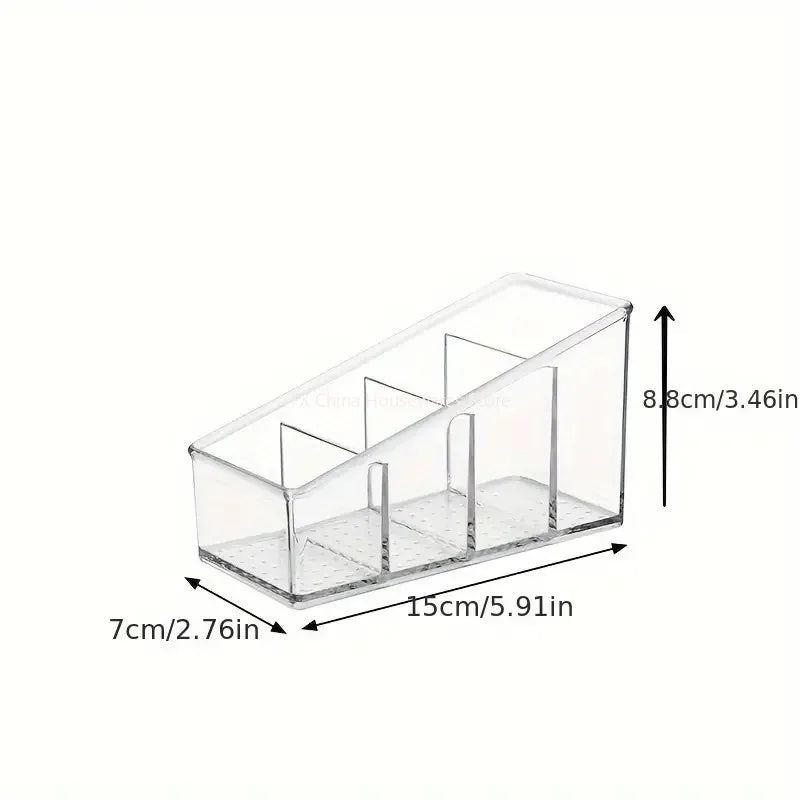 4-Compartment Clear Remote Control Holder – Desktop Organizer