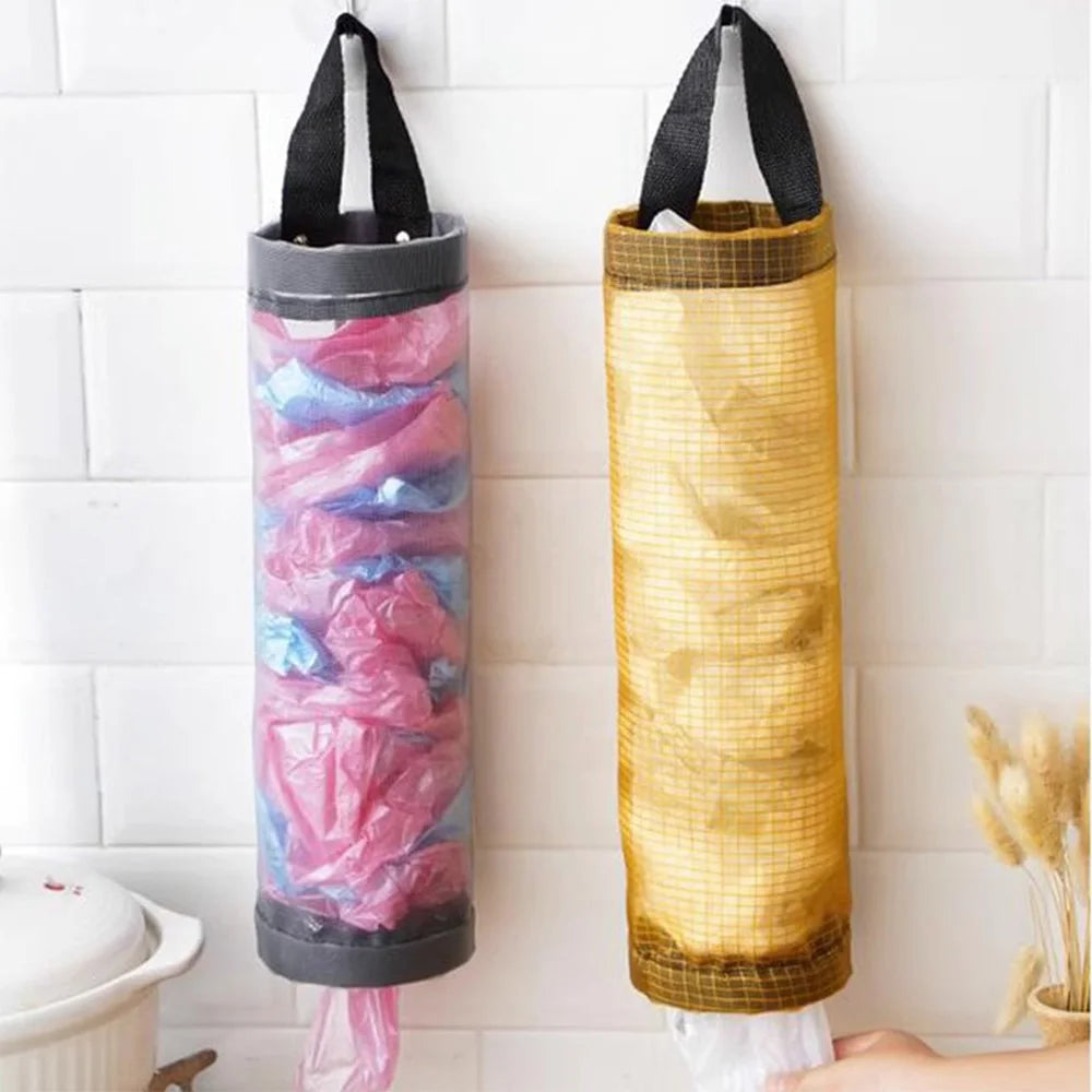 Wall-Mount Plastic Bag Holder – Large Capacity Kitchen Garbage Bag Organizer