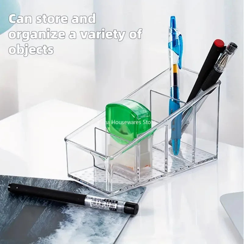4-Compartment Clear Remote Control Holder – Desktop Organizer