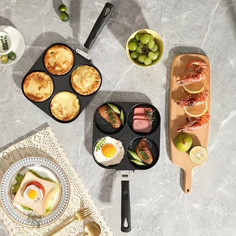 4-cup nonstick egg frying pan with silicone brush