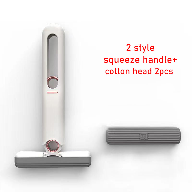 mini squeeze mop style 2 with 2 cotton heads – compact desk and floor cleaner