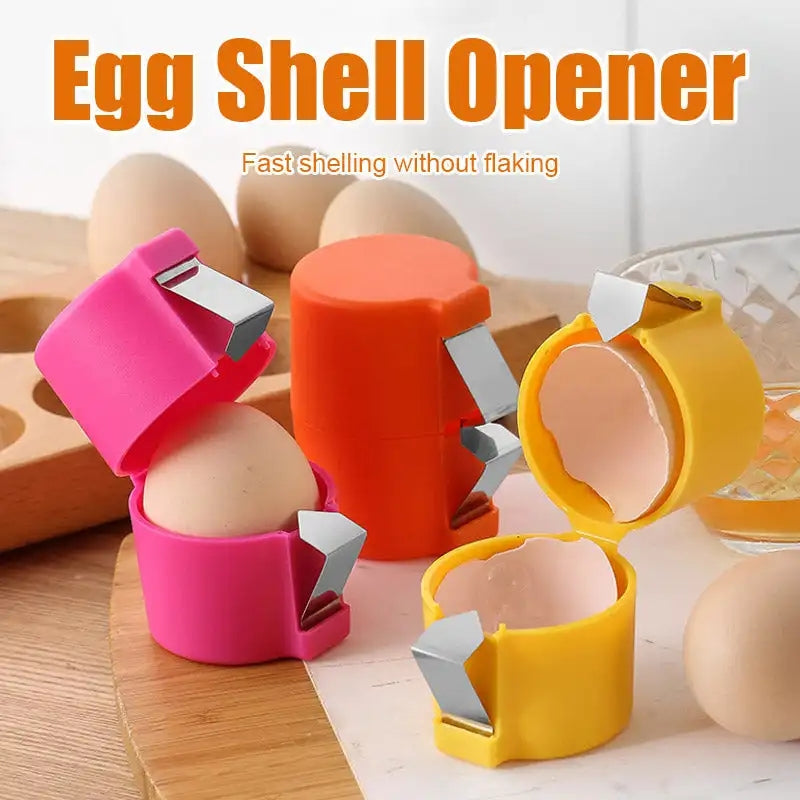 mess-free egg cracker tool in orange red – stainless steel egg shell opener