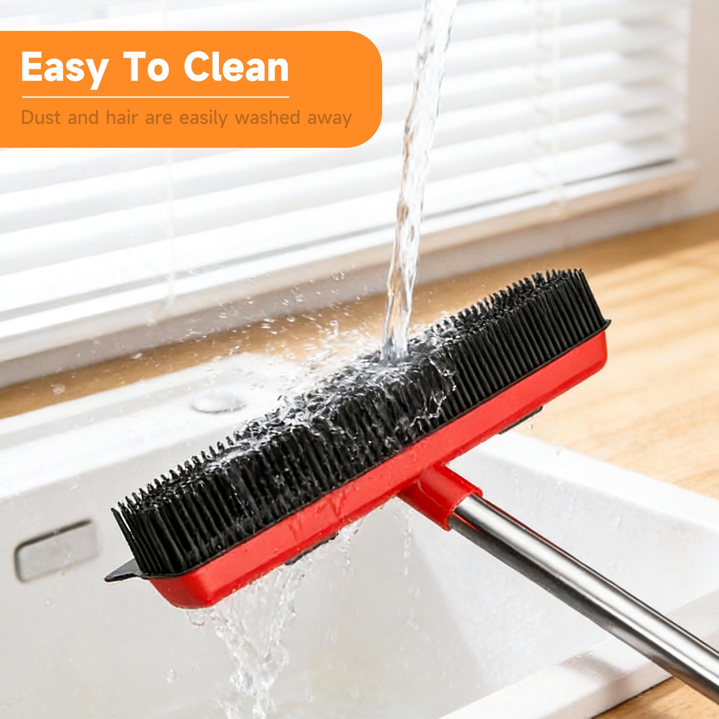 2-in-1 Pet Hair Removal Broom & Squeegee, Carpet and Floor Hair Remover for Pet Owners